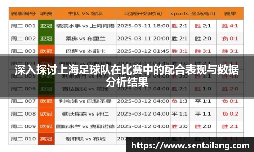 深入探讨上海足球队在比赛中的配合表现与数据分析结果